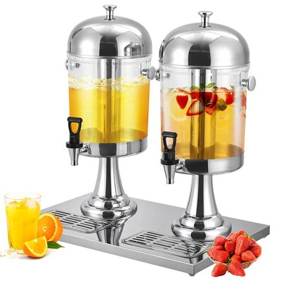 4.2 Gallon/2x8L Beverage Dispenser, Drink Dispensers with Stand, Spigot, Ice Container
