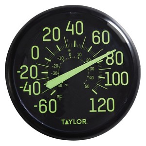 Taylor® Precision Products 13.25-Inch Indoor/Outdoor Glow-in-the-Dark Thermometer in Black - 1 of 4