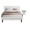 East West Furniture 2 Piece Bedroom Set - Queen Size Button Tufted Bed Frame - White Velvet Fabric Upholstered Headboard and an Urban Gray  Nightstand - 2 of 4