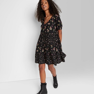 black floral babydoll dress