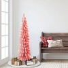 Puleo 4' Pre-lit Flocked Pencil Alpine Fir Artificial Christmas Tree with Clear Lights - 3 of 3