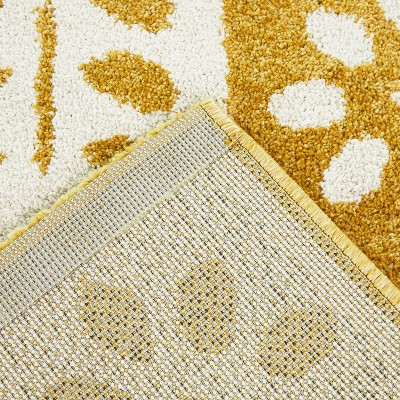 Karol Gold and White Floral Rectangular Kids Area Rug