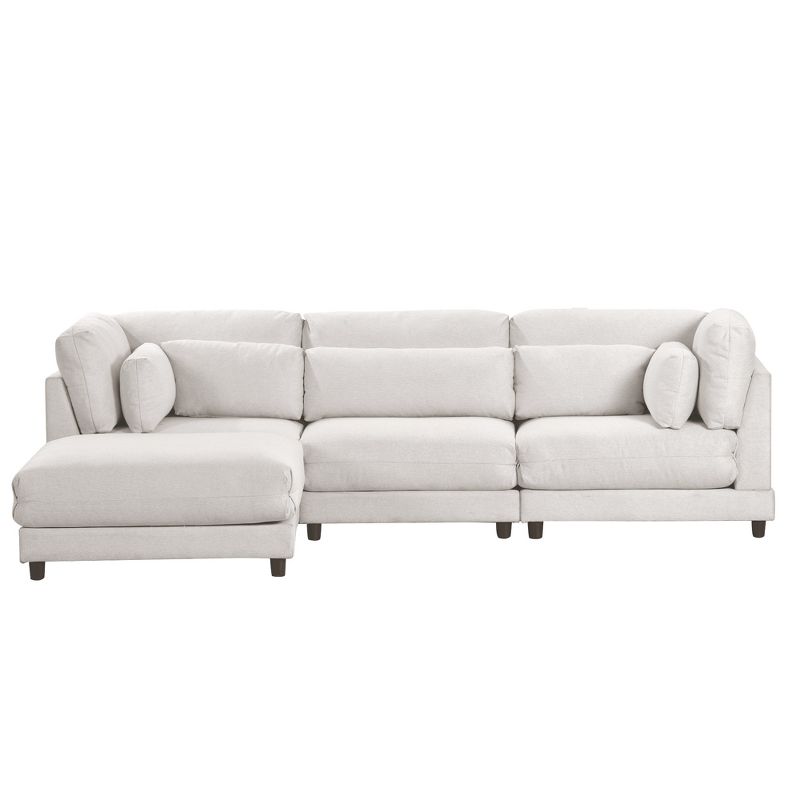 110.6" L-Shaped Sofa with Removable Ottomans and Comfort Lumbar Pillow, Beige - ModernLuxe, 5 of 14