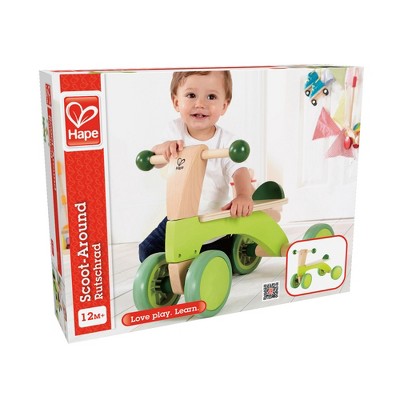Bright Green Wooden Toddler Balance Bike with Rubber Wheels