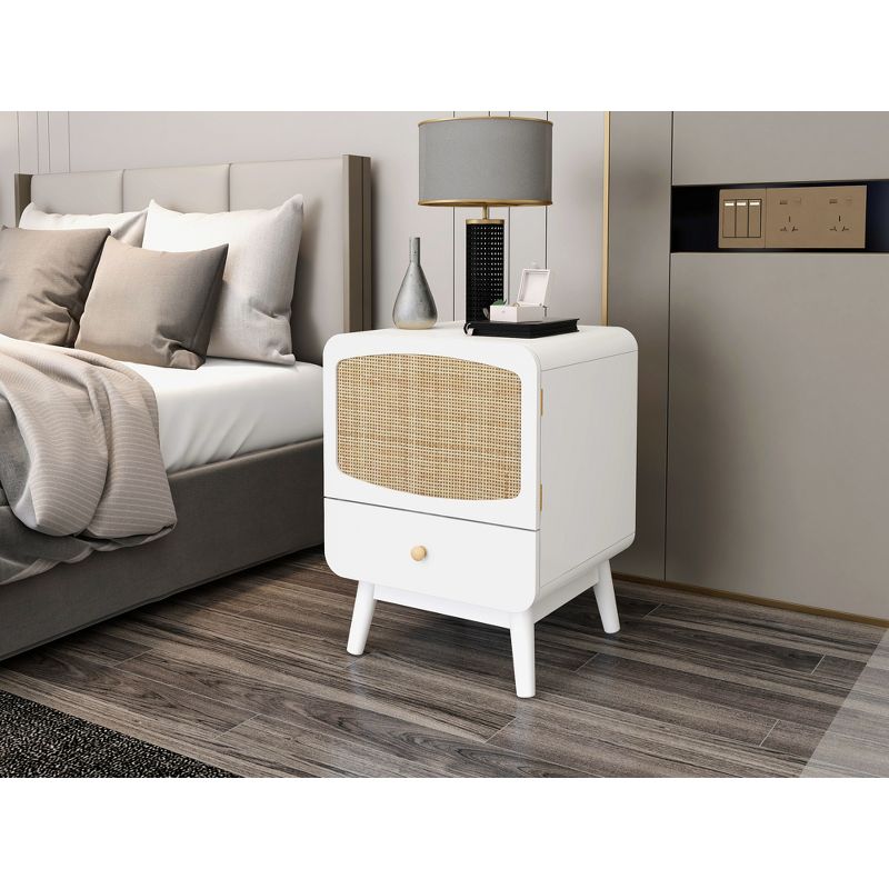 Alyson 22.13'' H x 15.75'' W x 15.75'' D Carry with 1 Rattan Doors and 1 Drawer Nightstand With Storage-The Pop Maison, 4 of 10