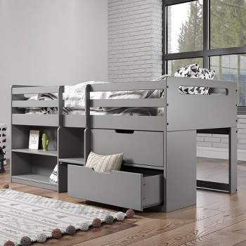 77"Twin Loft Bed Fabiana Loft and Bunk Bed Gray Finish - Acme Furniture