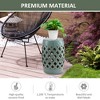 13" x 18" Ceramic Garden Stool with Woven Lattice Design & Glazed Strong Materials Decorative End Table, Antique Blue - 4 of 4