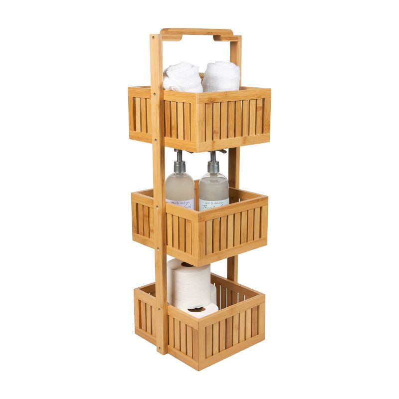 3 Tier Lohas Collection Deluxe Floor Caddy with Carry Handle Brown - Organize It All, 3 of 6