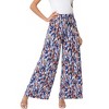 Women's Wide Leg Pants Casual Palazzo Summer Flowy Pants Elastic High Waist Lounge Drawstring Long Trousers - 2 of 4