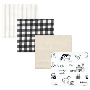 Hudson Baby Unisex Cotton Flannel Receiving Blankets, Neutral Farm, One Size - 1 of 4