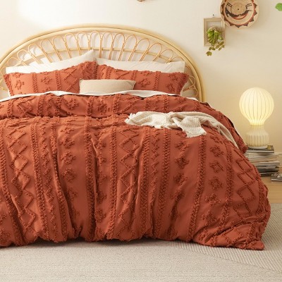 3 Pieces Boho Duvet Cover Set for All Seasons Soft Shabby Chic Embroidery Boho Bedding