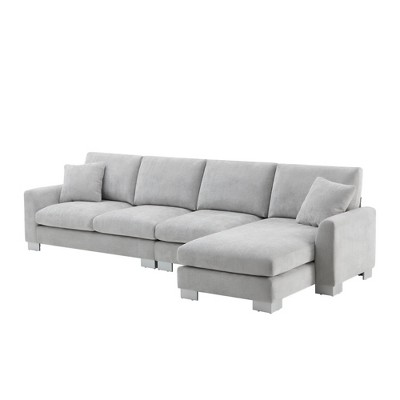 NicBex Modern 119" Chenille Sectional Sofa Modular L Shape Sofa Couch with 2 Pillows for Living Room Apartment