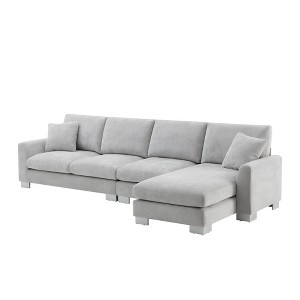 NicBex Modern 119" Chenille Sectional Sofa Modular L Shape Sofa Couch with 2 Pillows for Living Room Apartment - 1 of 4