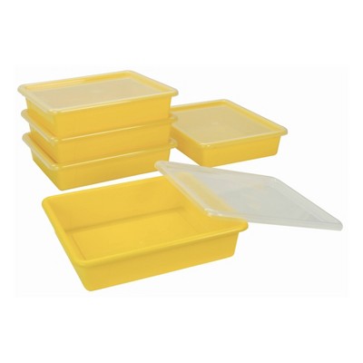 5pk Flat Storage Tray with Lid Yellow - Storex