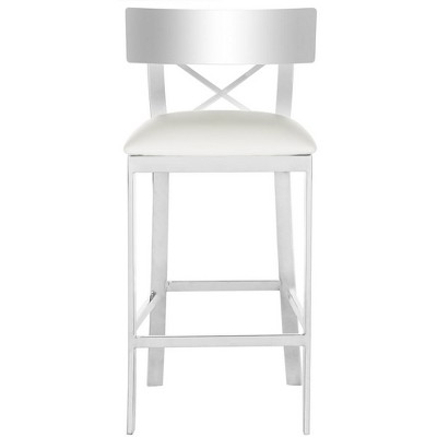 Zoey 35''H Stainless Steel Cross Back Counter Stool - FOX2035 - Safavieh Couture