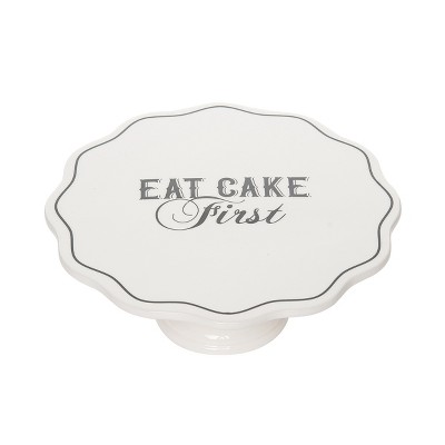 Totalee Gift Eat Cake First Cer Pedestal Ceramic White