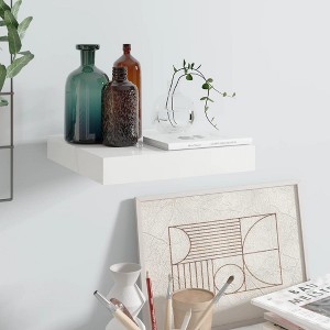 vidaXL Floating Wall Shelf High Gloss White 9.1Inchx9.3Inchx1.5Inch MDF - 1 of 4