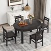 5-Piece Farmhouse Extendable Round Dining Table Set with Storage Drawers, 16" Removable Leaf and 4 Dining Chairs - ModernLuxe - 2 of 4