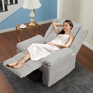 Oversized 360° Swivel Rocker Recliner Chair, Weight Capacity 3400LBS Extra Wide Manual Recliners, Soft Corduroy Fabric Single Lazy Sofa Chair - 1 of 4