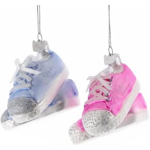 Kurt Adler Noble Gems Glass Ornaments for Christmas Tree, Baby Sneakers, Assorted (Pack of 2) - 1 of 1