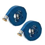 Apache 98138015 1.5" Diameter 50' Length 75 PSI Polyester-Reinforced PVC Lay Flat Pool Sump Pump Hose with Aluminum Pin Lug Connections, Blue (2 Pack)
