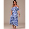 Allegra K Women's Tropical Flare Sleeve Midi Off-Shoulder Sundresses - 4 of 4