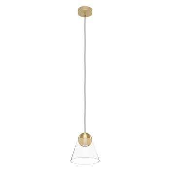 1-Light Cerasella Mini Pendant Brushed Brass Finish with Clear Glass Shade - EGLO