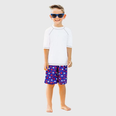 City Threads Boys UPF 50+ Short Sleeve Rashguard - White, 4Y