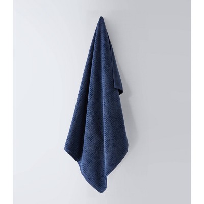 Dark Blue Cotton Textured Hand Washcloth Set of Six