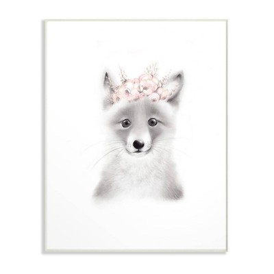 12.5"x0.5"x18.5" Sketched Fluffy Fox Flowers Oversized Wall Plaque Art - Stupell Industries