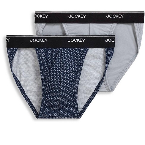 Jockey Men's Elance String Bikini - 2 Pack Xl Sawtooth Navy Geo/grey Dove :  Target