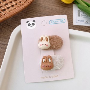 MyKids-USA Cartoon Rabbit, Floral, And Star Hair Clip: Small Fabric And Plush Hair Accessory Set - 1 of 1