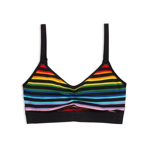 TomboyX V-Neck Bralette, Cotton Bra for Women, Adjustable Straps Wireless  No-Padding Low-Impact, 3X-Large/Black Rainbow at  Women's Clothing  store