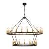 Modern Wagon Wheel Chandelier 2 Tier Farmhouse Chandeliers,Ceiling Pendant Light Fixture for Kitchen Entryway Dining Living Room - 4 of 4