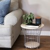 Sunnydaze Indoor Steel Wire Pedestal End Table With Mdf Pull-open ...