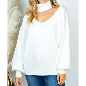 Women's Slice of Heaven Cutout Sweater - White Birch - 1 of 2