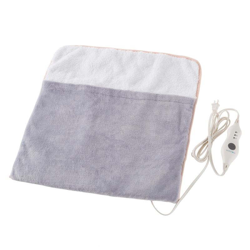 Electric Foot Warmer - Heating Pad with 3 Settings, Auto Shut-Off, and Detachable Cord - Soft Plush with Fuzzy Interior by Bluestone (Gray), 3 of 8