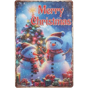 Lomsoe Christmas Snowman Tin Sign Christmas Eve Metal Tin Sign 12¡Á8inch Funny Wall Poster Decor For Home Bar Club Xmas Decoration Christmas Gift - 1 of 4