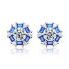 Guili Sterling Silver Rhodium & Rose Gold Plated Stud Earrings with Round and Baguette CZ Stones – Classic and Luxurious for Timeless Elegance - 3 of 3
