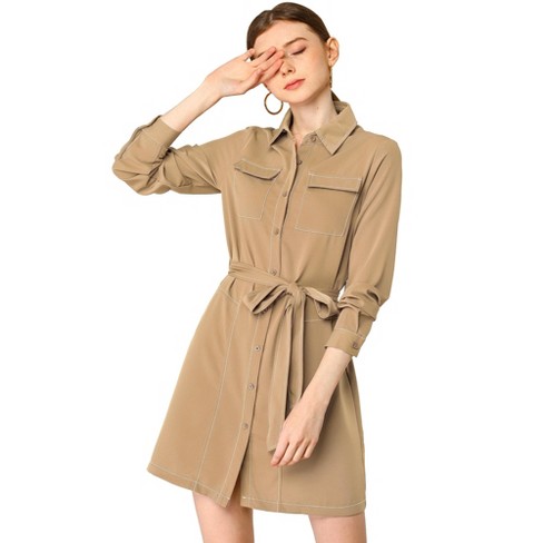 Sophisticated Charm Belted Button Down Dress