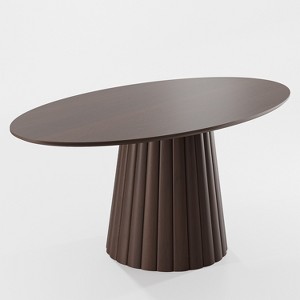 Lirago Brown Elliptical Dining Table 67x33.5x31 Inch Seats 6 with Tapered Pedestal Base - 1 of 4