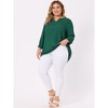 Agnes Orinda Women's Plus Size Sheer 3/4 Sleeve Flowy Split V Neck Blouses - 2 of 4