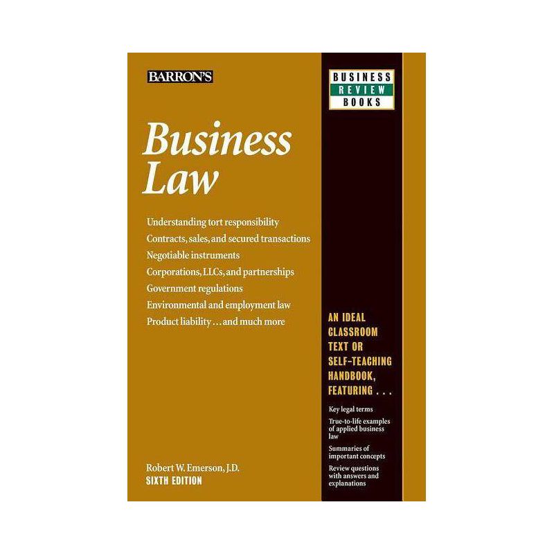 Business Law - (Barron's Business Review) 6th Edition by  Robert W Emerson (Paperback), 1 of 2