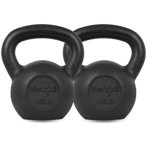 Yes4All 40 lb Cast Iron Kettlebell Workout Set for Strength Training ...