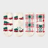 Toddler 2pk Cozy Christmas Car Tree & Checkered Crew Socks with Gift Card Holder - Wondershop™ Cream 2T-3T - 2 of 3