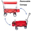 Collapsible Folding Wagon Cart with Umbrella – 150LB Capacity, Foldable Utility Wagon for Beach, Camping, Grocery, Garden & Outdoor Use - 4 of 4