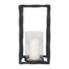 Modern Metal & Glass Pillar Candle Holder - Handcrafted Aluminum Frame with Clear Glass Hurricane - Ideal for Home, Office, Living Room, & Bedroom - 4 of 4