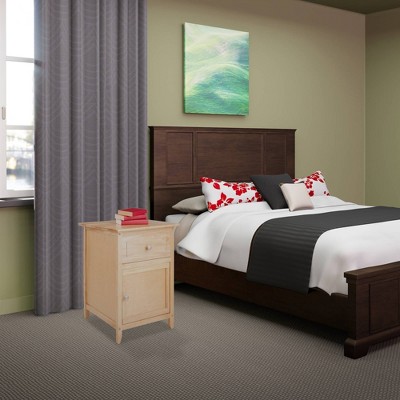 Transitional Beechwood Rectangular Nightstand with Drawer and Cabinet