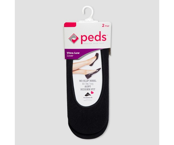 Peds Women's Microfiber Nylon 2pk Liner Socks - Black M(5-10)