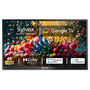 SYLVOX Outdoor TV, 55'' Smart Google TV with Dolby Atmos HDR 10, Voice Remote, 1000nits IP55 Waterproof Television for Partial Sun (Deck Pro 2.0)